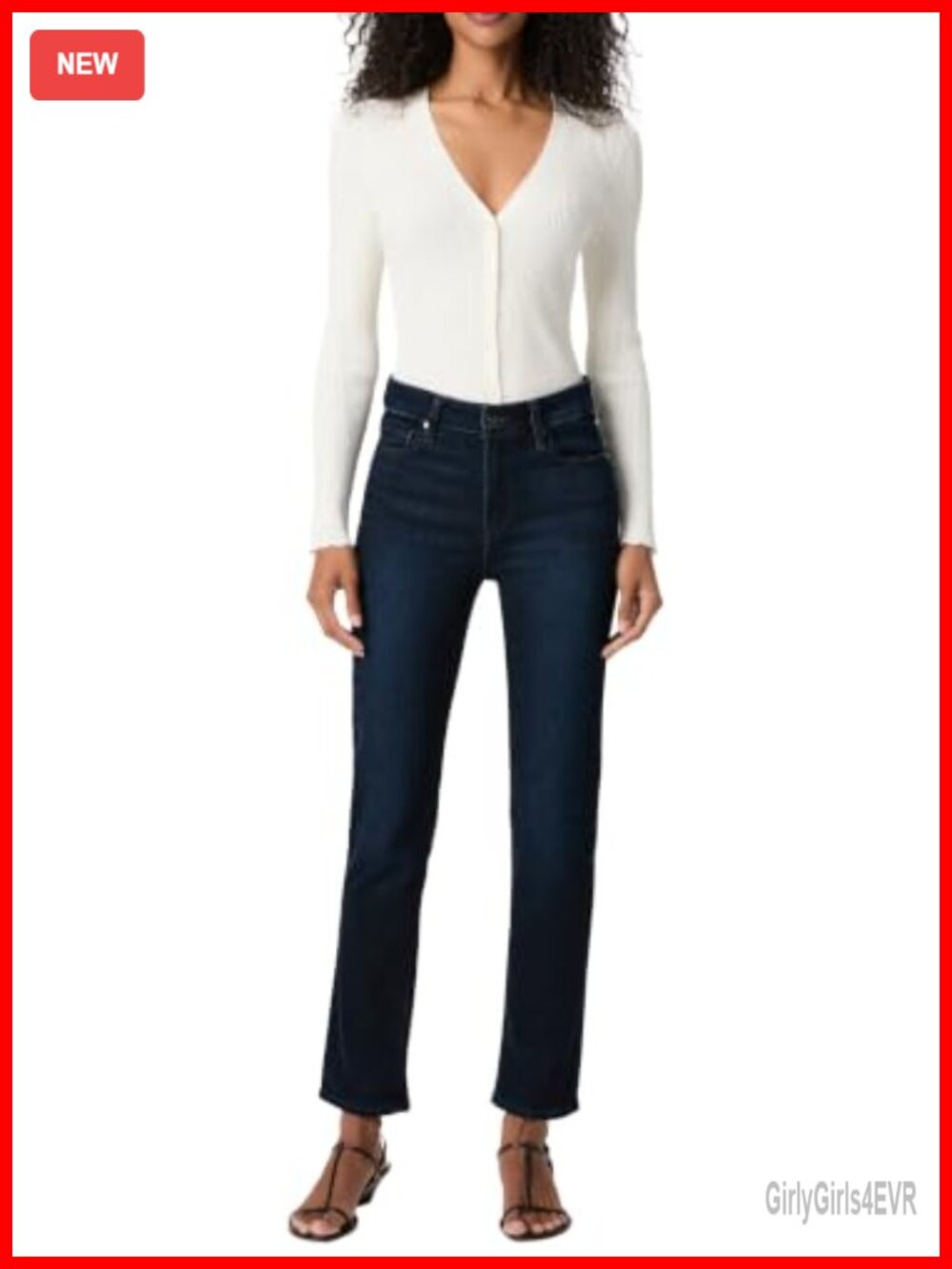 High Rise Straight Leg Jeans Reverse Seamed Beltloops Zipper